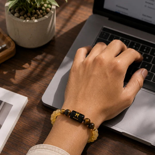 Pisces/Meen Rashi Zodiac (Citrine & Tiger Eye Bracelet)