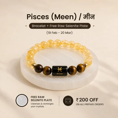 Pisces/Meen Rashi Zodiac (Citrine & Tiger Eye Bracelet)