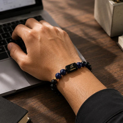 Sagittarius/ Dhanu Rashi Zodiac (Black Obsidian & Lapis Lazuli Bracelet)